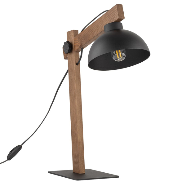 Lampka nocna rustykalna Oslo 5345 TK Lighting do sypialni drewniana czarna