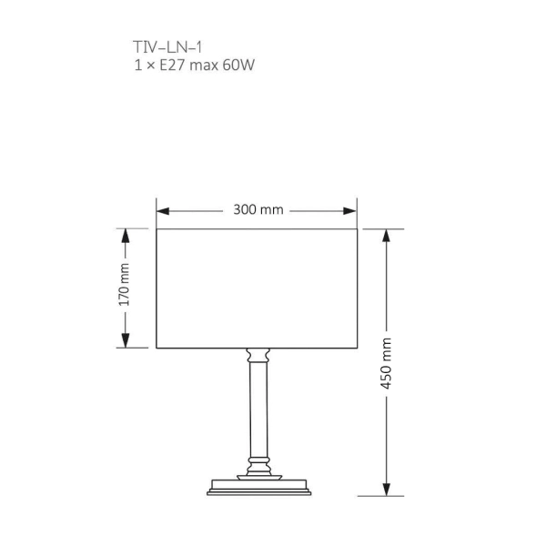 Nocna lampka z abażurem Tivoli TIV-LN-1 (N) do gabinetu nikiel szara