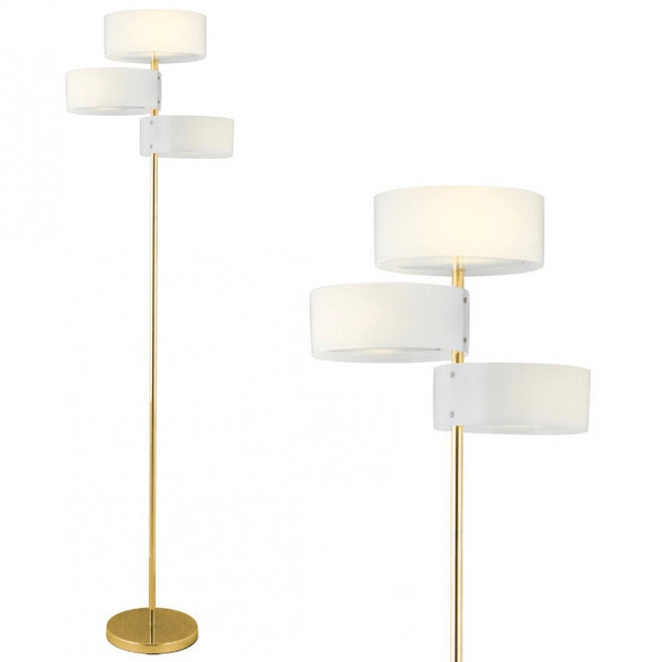 LAMPA podłogowa DRS8006/3F TR GL Elem stojąca OPRAWA metalowa złota biała