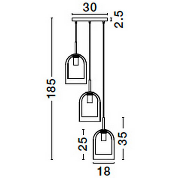 Lampa wisząca szklana Bonao LE42643 czarna bursztynowa