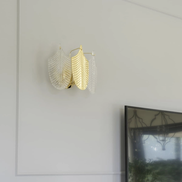 Modernistyczny kinkiet salonowy Palermo W03087AU metal szkło złoty