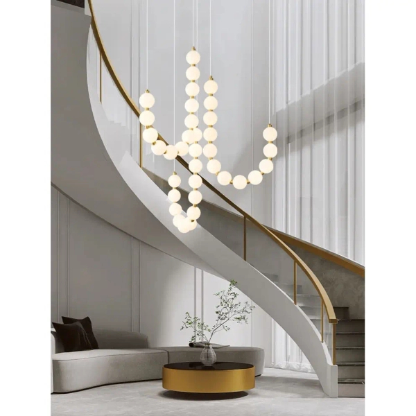 Kaskadowa lampa wisząca Perla CGPERLA-H65 LED 42W 3000K kule mosiądz biała