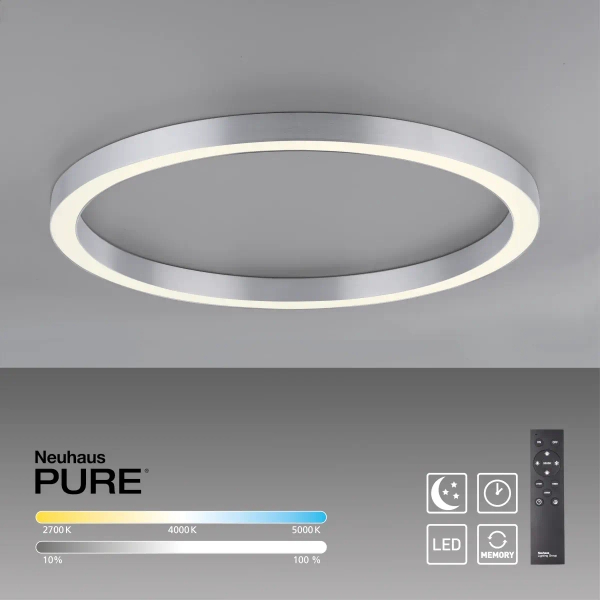 Owalny plafon PURE-LINES srebrny 6306-95 1xLED 42W 2700-5000K ring