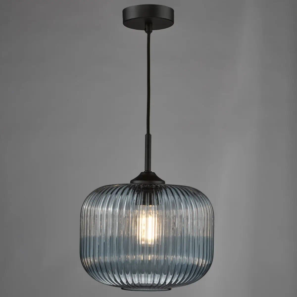 Szklana wisząca lampa Demarius DEM0123 do przedpokoju niebieska czarna