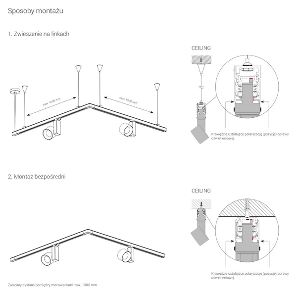 Szynoprzewód sufitowy 1m COMMERCIAL TRACK LIGHTS SYSTEM 8715 Nowodvorski 3-fazowa natynkowa listwa 230V biała