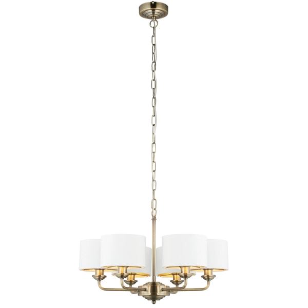 Żyrandol vintage Highclere 98936 Endon abażurowy biały mosiądz