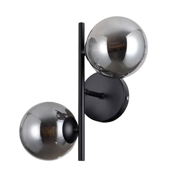 Kulisty kinkiet ścienny Erimida WL-2244-2-BL Italux szkło czarny szary