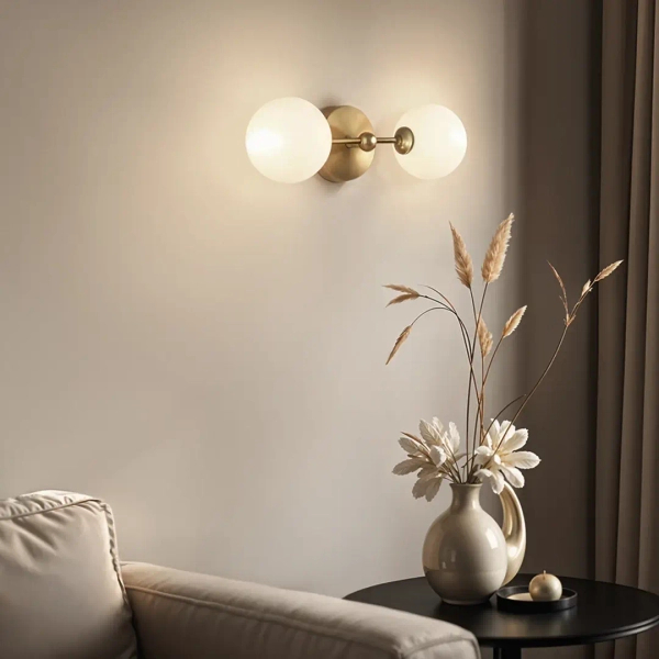 Szklana lampa ścienna Garda 1244 okrągła podwójna biała złota