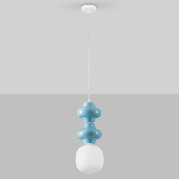 Jadalniana lampa wisząca VILROSA LE44560 ceramika niebieska biała