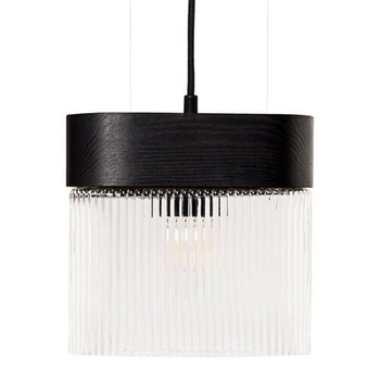 Drewniana lampa wisząca Flumina FLA132P0 ryflowana czarna