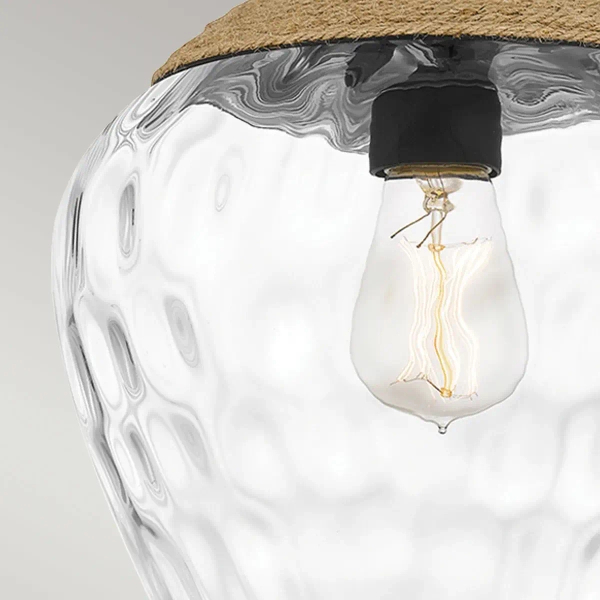 Ekologiczna lampa wisząca Royer QZ-ROYER-1P-MBK szklana rattan czarny