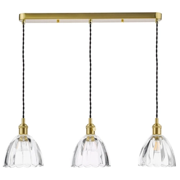 Szklana lampa wisząca Hadano HAD3640-11 do salonu mosiądz przezroczysty