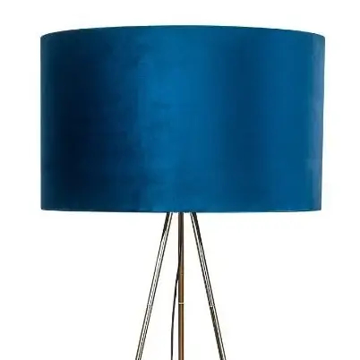 Podłogowa lampa abażurowa INGA H06-GD-BL na trójnogu granatowa złota