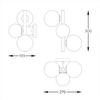 Ścienna lampa Molecule W0454-03U-F7AA Zumaline kule szkło złoty biały