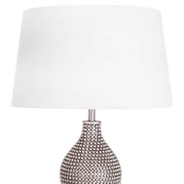 Abażurowa lampa stołowa Lofty 4001840-6508 do salonu biała srebrna