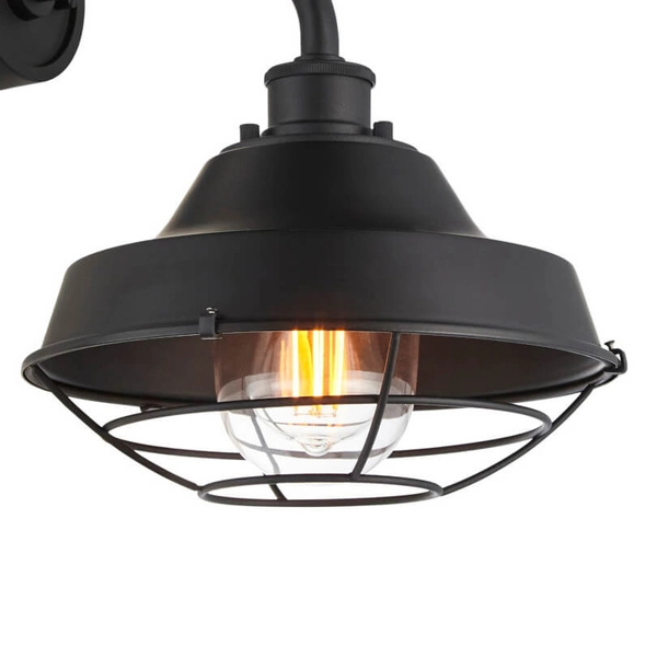 Kopułowa lampa ścienna L&-195888 IP44 czarny przezroczysty