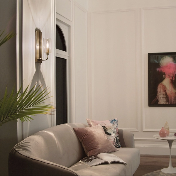 Kinkiet ścienny QN-KIMROSE1-BNB szklany mosiądz nikiel