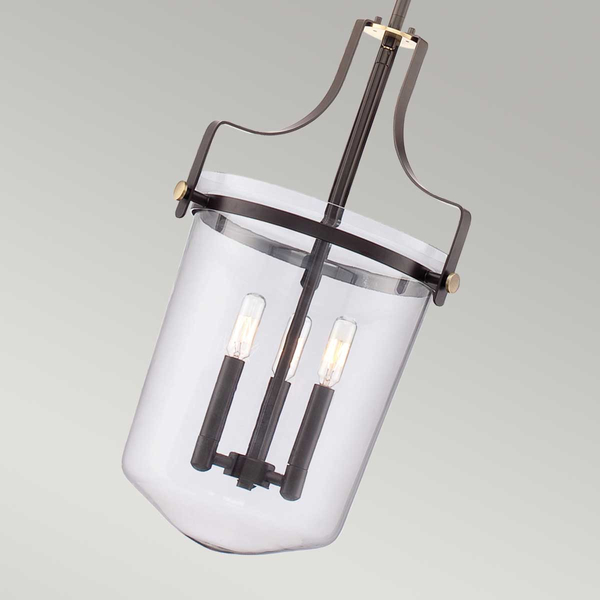 Szklana lampa wisząca Penn Station QZ-PENN-STATION-M-WT Quoizel przezroczysta brąz