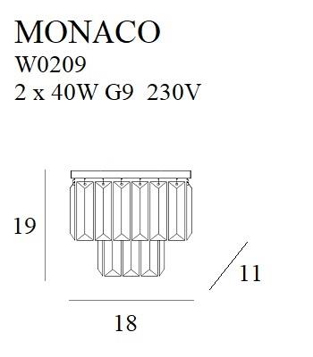 Kinkiet glamour MONACO ścienna lampa szklana do sypialni chrom