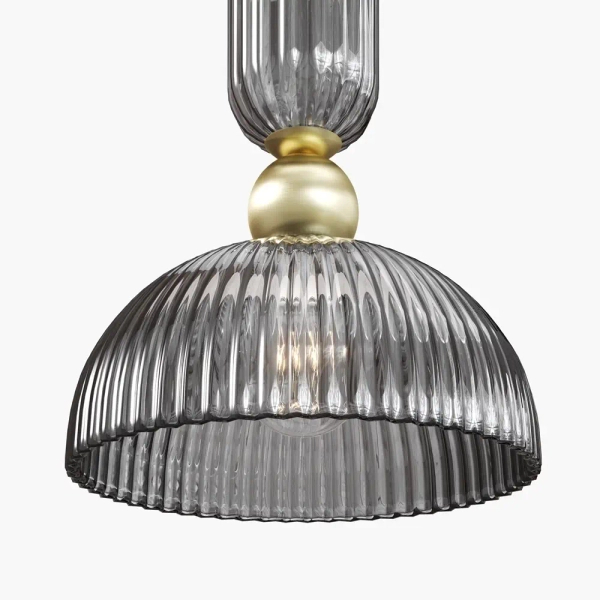 Wisząca lampa szklana Antic MOD302PL-01GR1 kopułowa szara mosiądz
