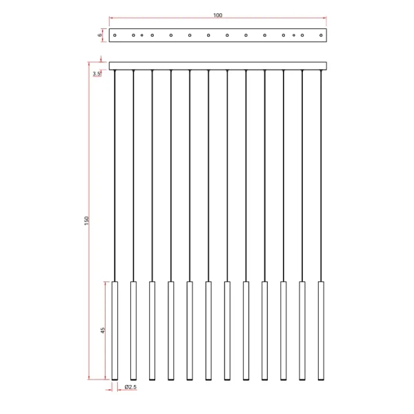 Złota wisząca oprawa METALIC P0671 tytanowa tuba LED 12W 3000K