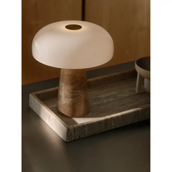 Stołowa lampka nocna Glossy 2520015009 marmurowa beżowa biała