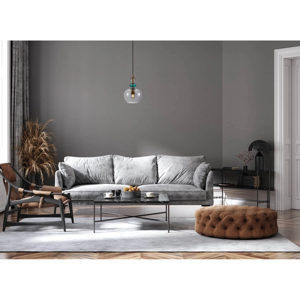 Wisząca lampa Busco PND-30263-1A-BRO-SG szklana przydymiony złoty kolorowy