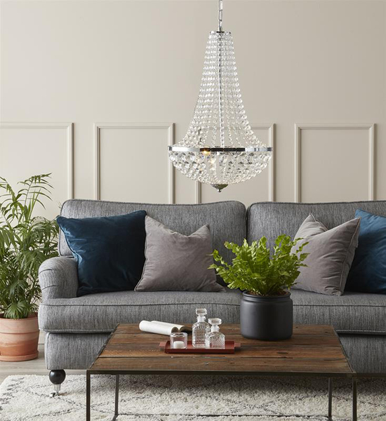 Pałacowa lampa wisząca Granso 107550 salonowa na łańcuchu chrom