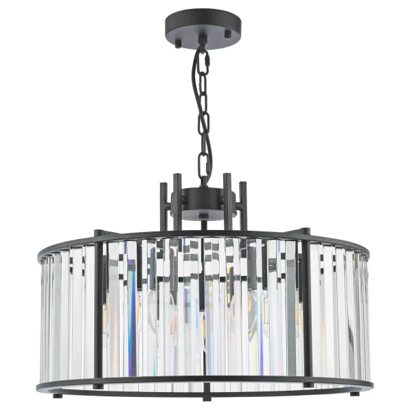 Kryształowa wisząca lampa Kiran KIR0522 regulowana na łańcuchu czarna