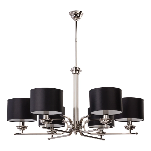 Żyrandol z abażurami Bolt BOL-ZW-6 (N) tkaninowy czarny nikiel