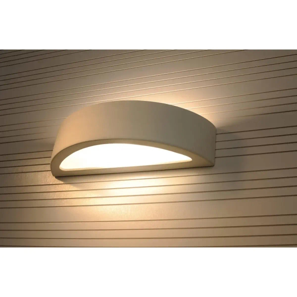 Kinkiet LAMPA ścienna SL.0001 półokrągła OPRAWA ceramiczna przyścienna biała