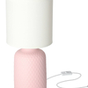 Nocna lampka Iner 41-79855 ceramika z abażurem biała różowa