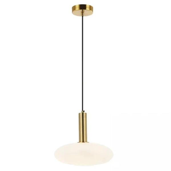 Owalna lampa wisząca 22072 szklana dysk biały złoty