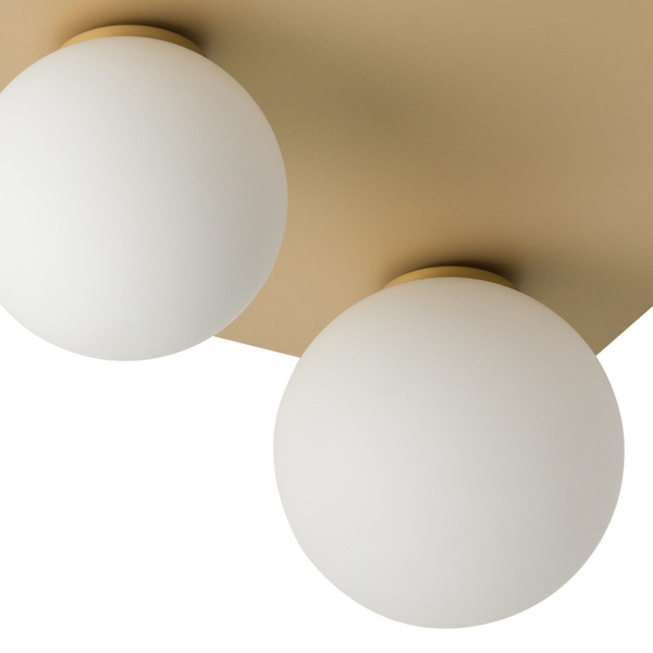 Kwadratowa lampa sufitowa ARGON 33277 Sigma ze szklanymi kulami złoty