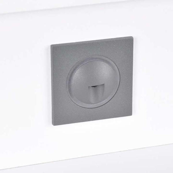 Schodowa LAMPA wpuszczana Q3 LED 313690 Polux kwadratowa OPRAWA podtynkowa LED 3W 4000K metalowa IP44 grafitowa