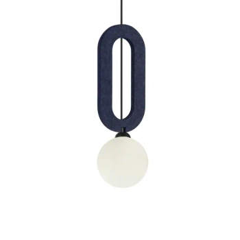 Wisząca lampa z filcu Masso PND-59839-1-BLU owalna do salonu niebieska