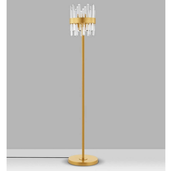 Podłogowa lampa CHOLULA LE44726 do salonu crystal złota przezroczysta