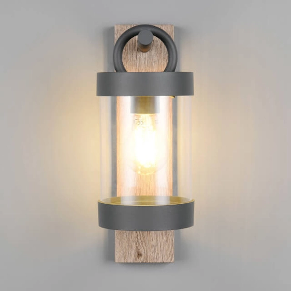 Tarasowy kinkiet czujnik zmierzchu CUSTYRA DL135204160 IP44 drewniana czarna