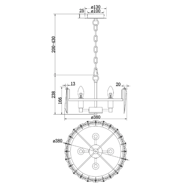 LAMPA wisząca PUNTES MOD043PL-04G Maytoni szklana OPRAWA okrągły ZWIS glamour złoty