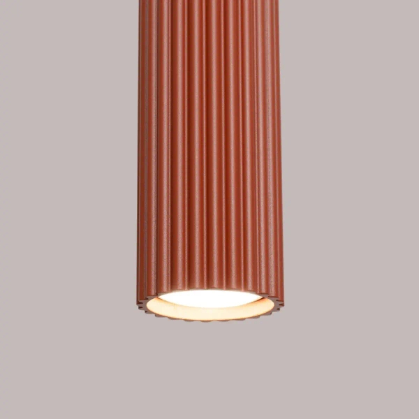 Podłużna lampa wisząca KARBON SL.1630 tuba ryflowana terakota