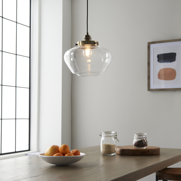 Zwisowa lampa vintage L&-197691 Light& nad stół szklana mosiądz