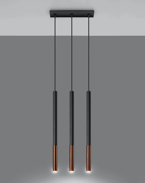 Wisząca LAMPA tuby SL.0889 metalowa OPRAWA okrągły ZWIS na listwie czarny miedź