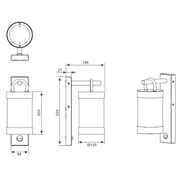 Industrialna LAMPA elewacyjna SAMBESI 204169131 Trio ścienna OPRAWA ogrodowa outdoor z czujnikiem ruchu IP44 biała