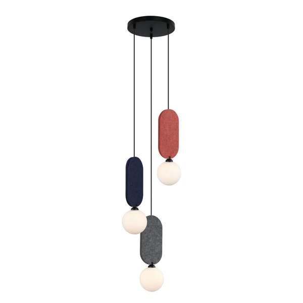 Potrójna wisząca lampa Lorenzo PND-59815A-3-MLTI do salonu szary czerwony