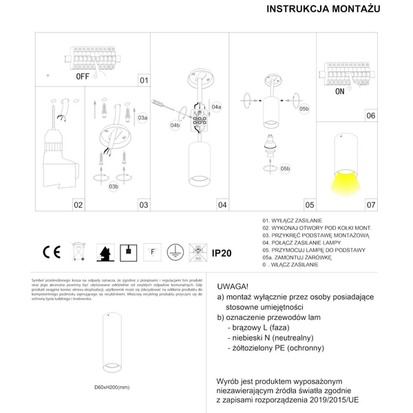 Punktowa lampa przysufitowa Stala 301002005 Elkim tuba spot złota