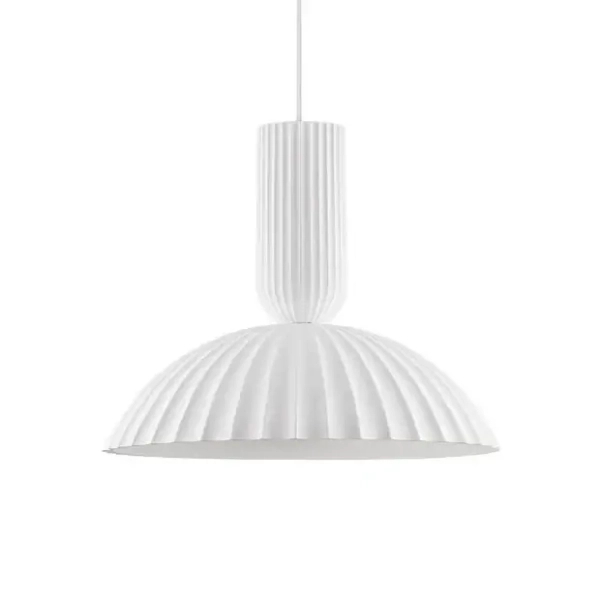 Kopułowa lampa wisząca GIRONTO LE45305 z gipsu ryflowana biała
