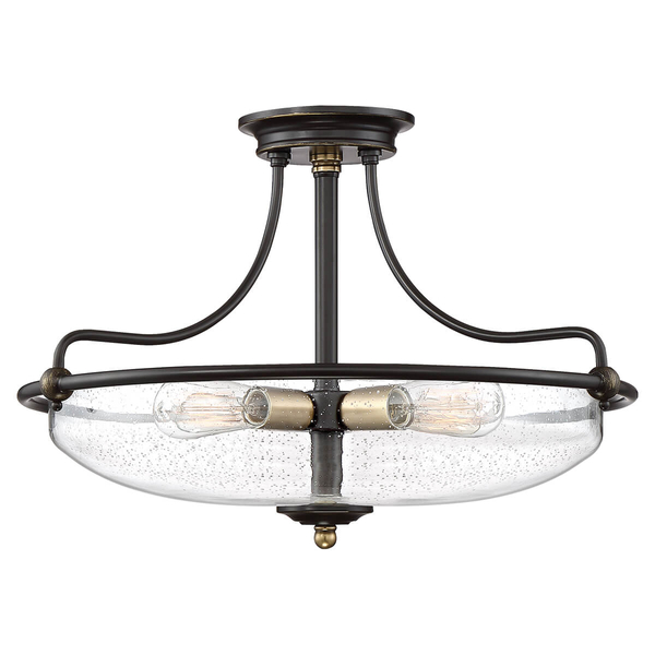 Szklana lampa sufitowa Griffin QZ-GRIFFIN-SFM-C-PNAB Quoizel brąz przezroczysty