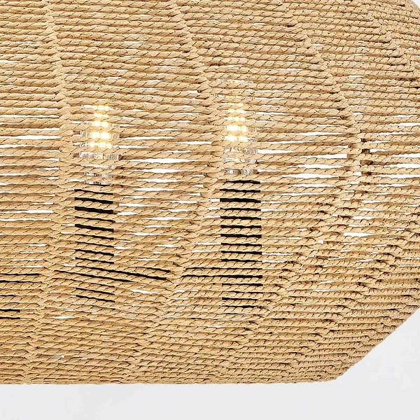 Naturalny żyrandol do salonu Luca QN-LUCA-5P-M-BK-CAM sznur brązowy