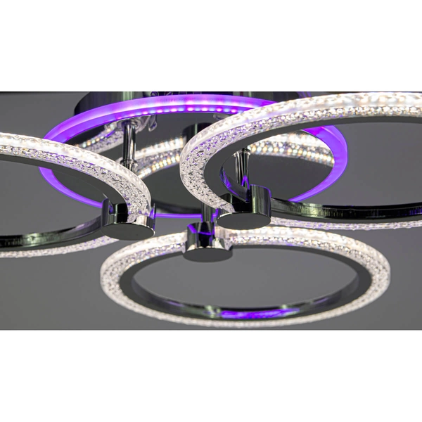 Sufitowa lampa DRS2032/3 rings 48 LED 47W 3000-6000K tryb nocny chrom