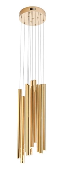 LAMPA wisząca ORGANIC P0265D Maxlight metalowa OPRAWA tuby LED 10W 3000K zwis sople złote